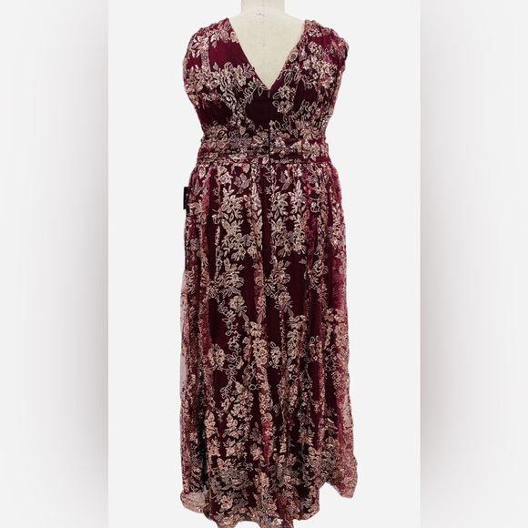 Soiéblu Burgundy Lace Formal Midi Dress 1XL Prom Wedding Guest brand new - Picture 5 of 12